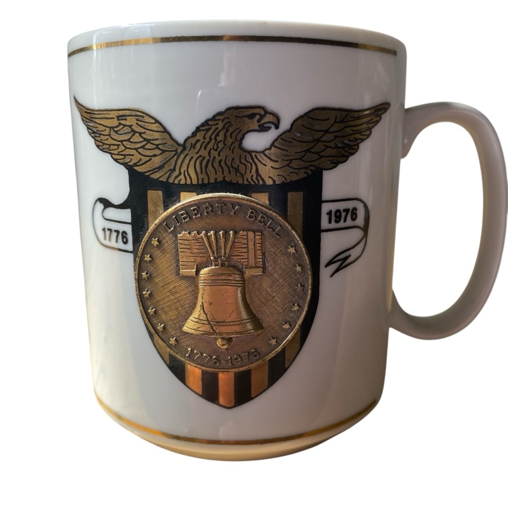 Vintage Liberty Bell USA Bicentennial Medallion Coin Coffee Mug 1776-1976 Eagle